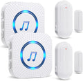 SanJie Door Chime, Door Open Contact Sensor Alarm for Business/Store/Home/Office When Entering, with 500 FT Range,26 Chimes 5 Adjustable Volume 2 Receivers +2 Sensors