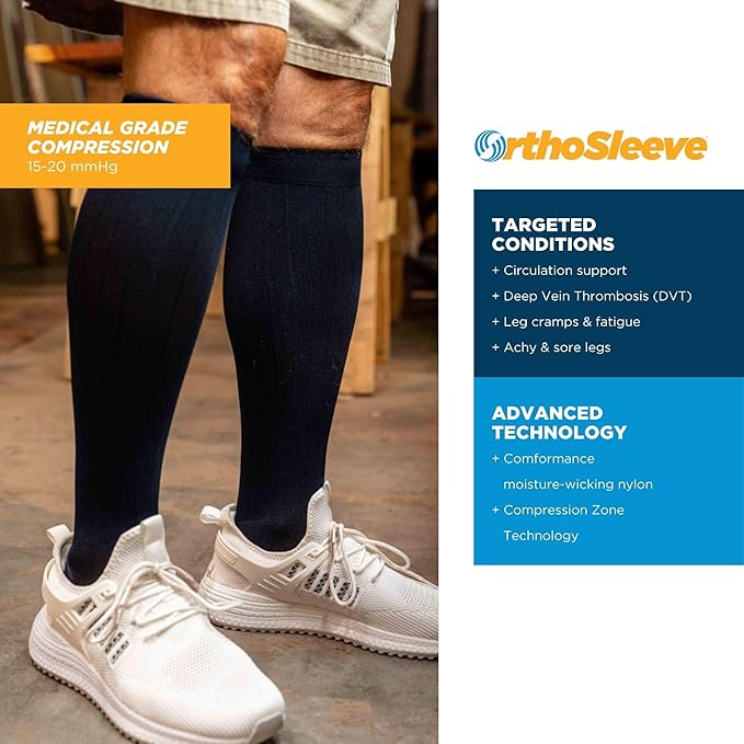 Medical Grade Compression Socks for Men & Women 15-20 mmHg by OrthoSleeve (Tan, Large)