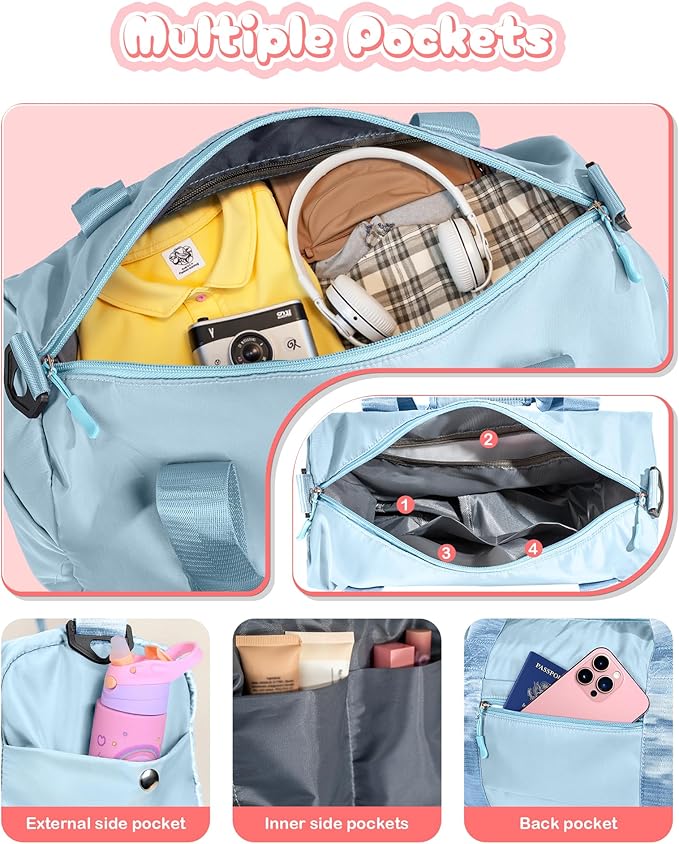 Valentines Day Gifts for Her-Girl Gym Bag with Shoe Compartment, Kid Personalized Weekender Overnight Bags, Initial Travel Tote with Makeup Pouch, Girls Kids Easter Gift (Letter V)