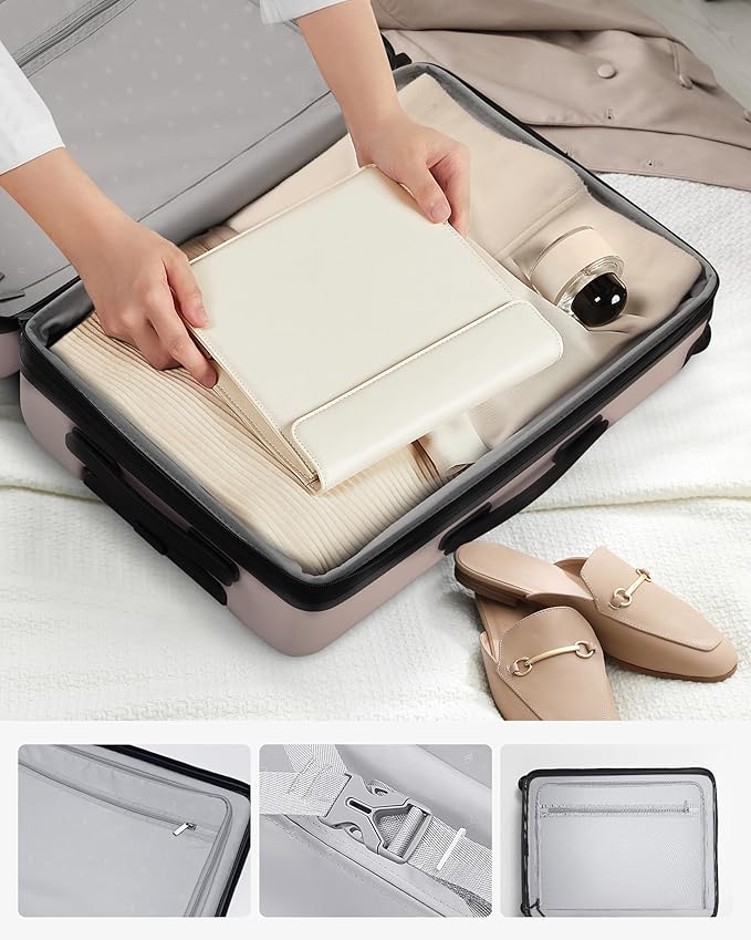 Carry on Luggage 22 X 14 X 9 Airline Approved, 20 Inch Luggage for 3-5 Days Travel, Double Spinner Wheels, 100% Hardshell PC, TSA Lock (00-Grey (Expandable), Carry-On 20-Inch)