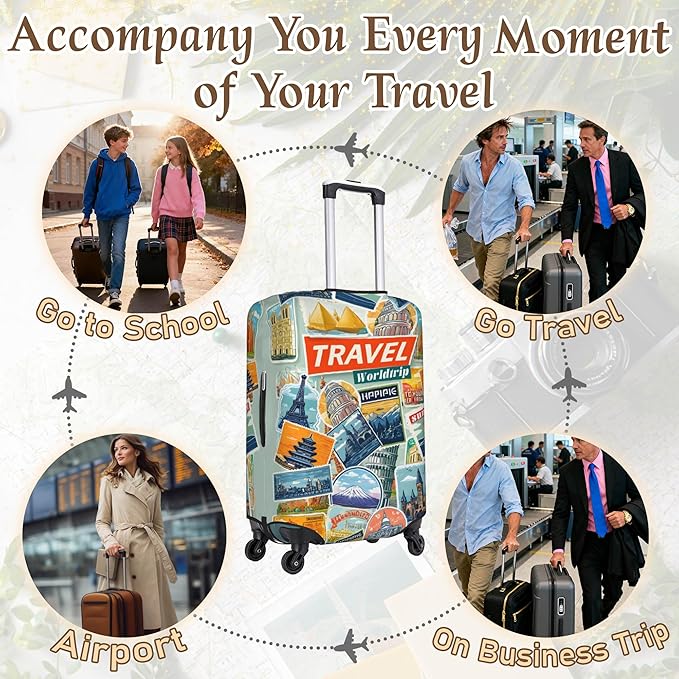 Luggage Cover, Travel Suitcase Covers, Elastic Suitcase Protective Cover, Scratchproof Luggage Protector, Washable Dustproof Trolley Case Protector Fit 22-28 Inch (yb, M（22-24inch suitcase）)