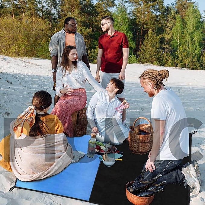 Frelaxy Pocket Picnic Blanket, Waterproof Sandproof Beach Mat, Compact Camping Tarp for Festivals, Hiking, Travel, Outdoor Recreation