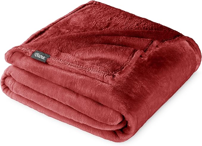 Bare Home Fleece Blanket - Throw/Travel - Ultra-Soft Lightweight for Bed, Sofa, and Couch - Luxury Microplush - Cozy Warm Blanket (Throw/Travel, Rosewood)