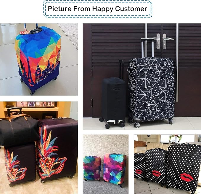 Explore Land Travel Luggage Cover Suitcase Protector Fits 23-26 Inch Case (Black, M)