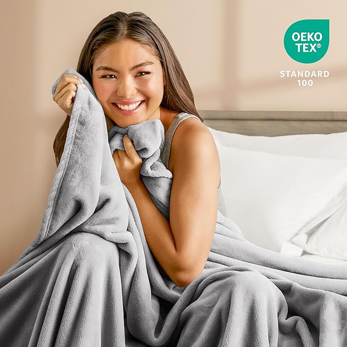Bare Home Fleece Blanket - King Size - Ultra-Soft Lightweight for Bed, Sofa, and Couch - Luxury Microplush - Cozy Warm Blanket (King, Light Grey)