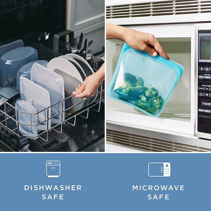 Stasher Premium Silicone Reusable Food Storage Pocket Bag, Aqua, Microwave, Sous Vide, Dishwasher, Oven and Freezer Safe, BPA Free, Leak-free, Eco-friendly, 4 Oz
