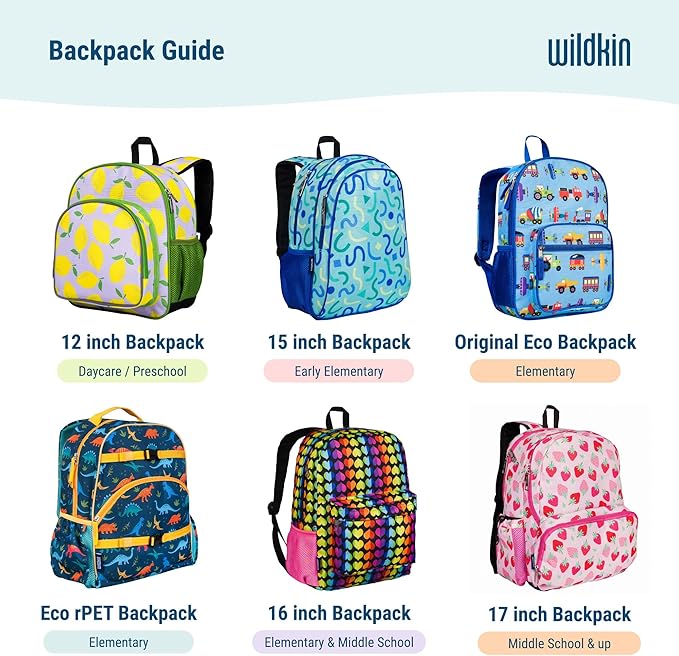 Wildkin 12-inch Kids Backpack – Padded, Adjustable, Ideal for Daycare & Travel - On the Go