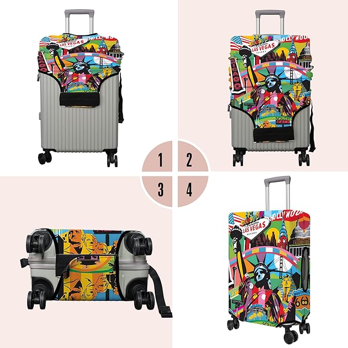 Travel Luggage Cover Suitcase Protector Fits 18-32 Inch Wheel Covers PatternedTravel Related Items Flower Luggage Protector Elastic L