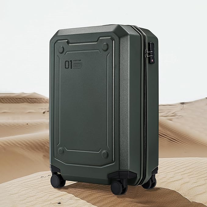 NINETYGO Carry On Luggage 22x14x9 Airline Approved, Carry On Suitcase with Smooth Double Spinner Wheels, Hard Shell PC+ABS Suitcase Carry-On, Lightweight Travel Luggage, TSA Approved (Black, Sahara)