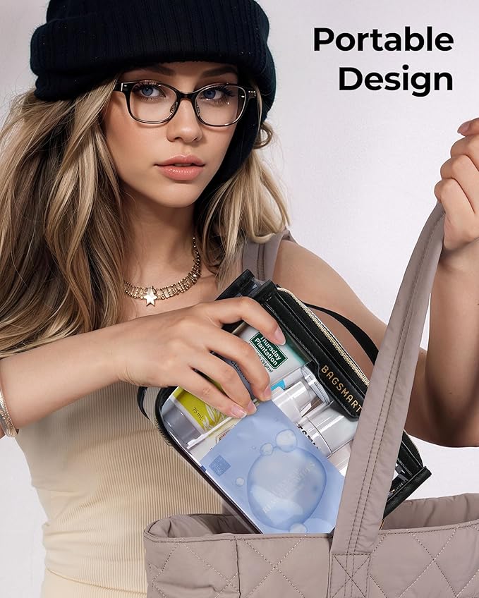 BAGSMART TSA Approved Toiletry Bag, Clear Travel Toiletry Bag, Makeup Cosmetic Pouch Bag for Women Quart Size Compliant Bag Organizer for Travel Essentials (Grey Pack of 1)