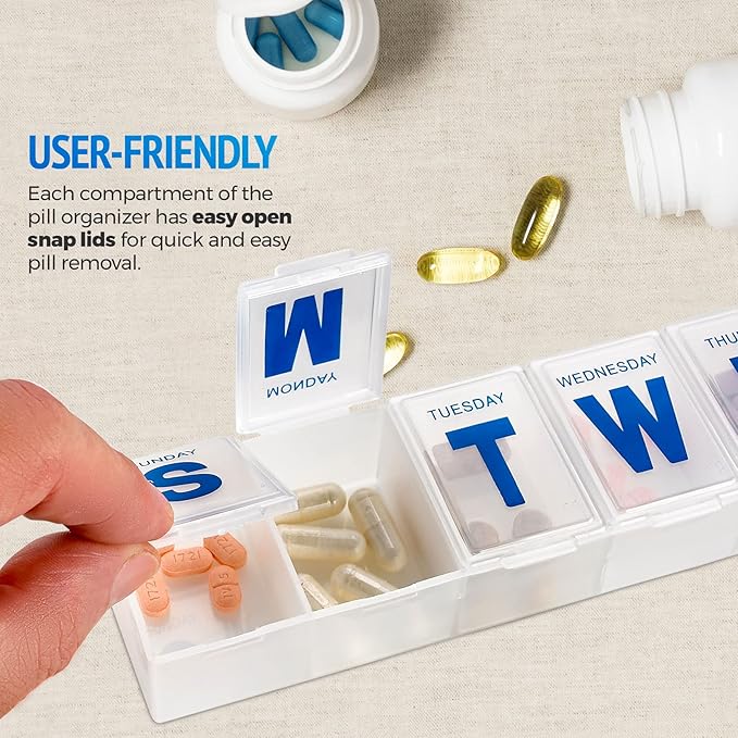 MEDca Weekly Pill Organizer, 7-Day Pill Planner Extra Large, (Bulk Case Pack of 100 Pill Organizers)