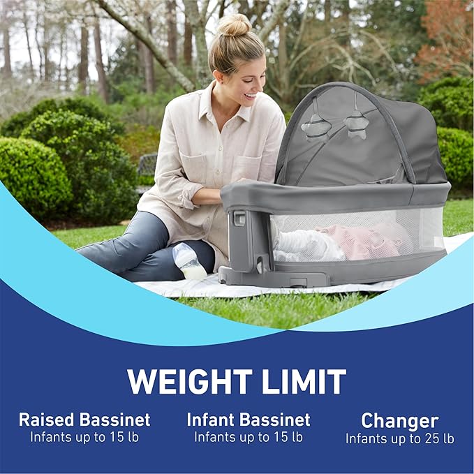 Graco Pack ’n Play Travel Dome LX Playard – Raised Travel Bassinet, UV‑50 Canopy, Changer & Storage, Astin