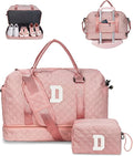 Birthday Gifts for Women-Duffle Bag with Shoe Compartment, Personalized Weekender Bag, Monogram Overnight Bag, Letter Travel Bag with Makeup Bag-Daughter Gift Ideas, for Women 20S (Letter D)