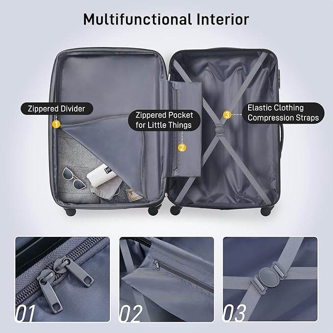 Merax Luggage sets of 13 Piece 16 20 20 28 IN Carry on Luggage Hard Case Pink Luggage Expandable Checked Luggage Suitcase Set with Wheels