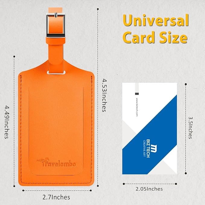 Travelambo Luggage Tags for Suitcases Faux Leather Privacy Protection 20 Pack Bag Tags Travel Accessories Essential, Hot Orange