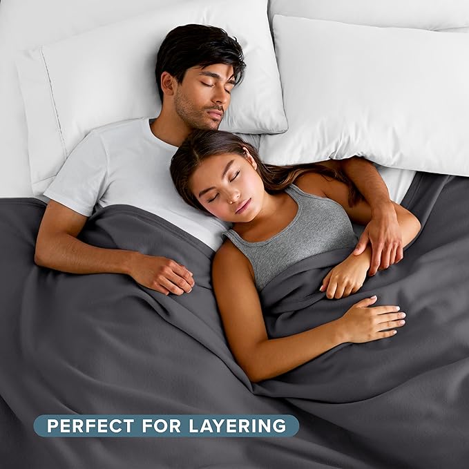 Bare Home Polar Fleece Blanket - Full/Queen - Warm & Cozy - Premium Fleece - Throw for Bed, Sofa, Camping, Travel and Cold Nights - Lightweight Blanket (Full/Queen, Forged Iron Grey)
