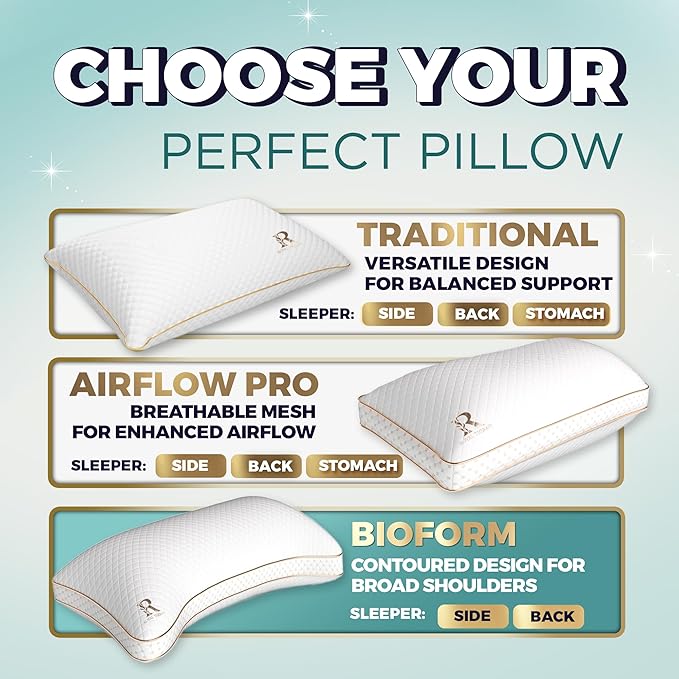 Royal Therapy Queen Memory Foam Pillows 4-Pack - Shredded Memory Foam Pillow for All Sleep Positions - Medium Firm Pillow with Adjustable Loft, Bamboo Rayon Cover, CertiPUR-US, Oeko-TEX Certified