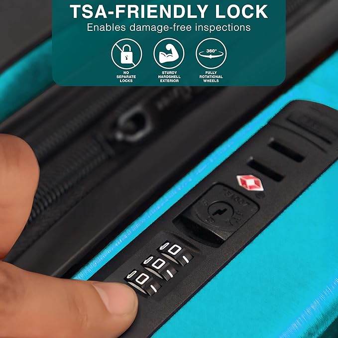 Luggage Sets 2 Piece, 24 Inch Suitcase and 28 Inch Luggage with Spinner Wheels, Durable Hard Shell Suitcase Set, Expandable Travel Suitcases with Wheels, Teal