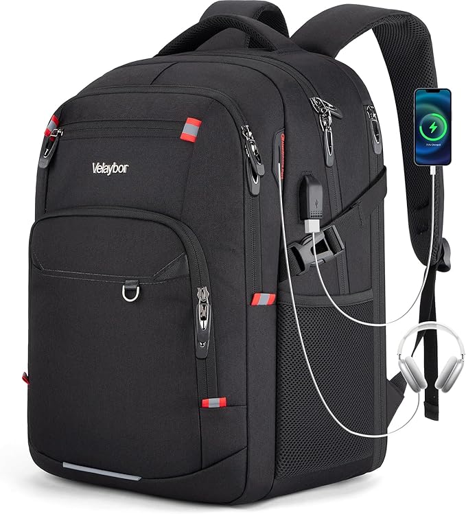 40L Expandable Laptop Backpack, Anti-thief Travel Backpack with USB Charging Port, Airline Approved Business Waterproof Carry on Luggage, Fits 15.6" Laptop for Men Women