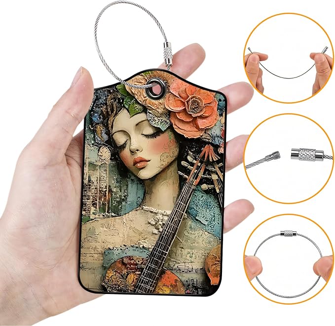 Luggage Tags for Suitcases, 2-Pack PU Leather for Cruise & Travel, Baggage ID Tags with Privacy Cover & Address Card, Durable Metal Ring, Kids Adults Travel Accessories, Floral Serenade