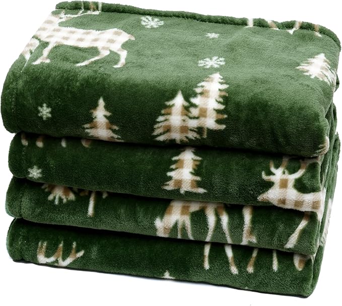 PHF Printed Fleece Blanket Twin Size, No Shed No Pilling Ultra Soft Plush Cozy Xmas Prints Theme Home Décor Flannel Blanket for Bed, Sofa, Couch and Gift, 66" x 90", Northern Winter