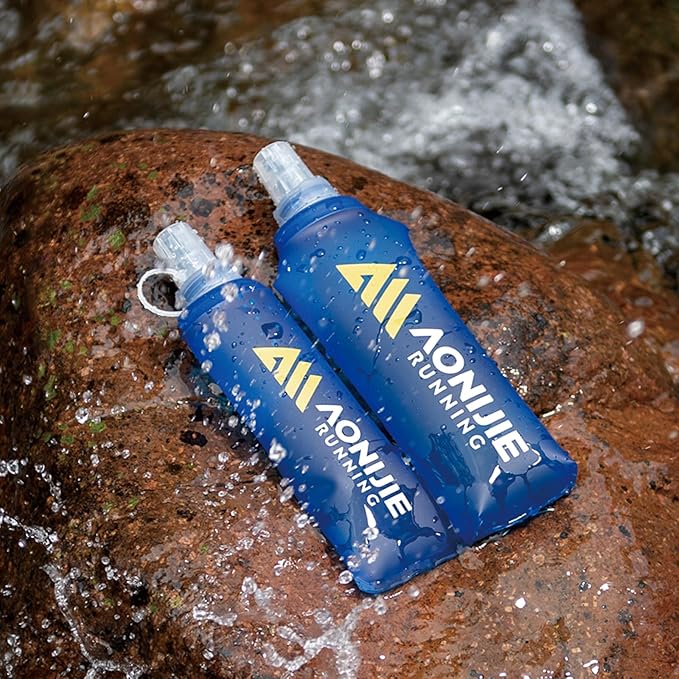 TRIWONDER Soft Flask Collapsible Water Bottles Running Bottle BPA-Free Foldable Handheld Runner Water Flask for Hydration Pack Marathon Hiking Cycling Climbing Travel (01# 250ml - Pack of 2)