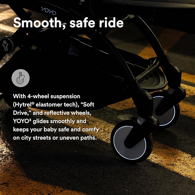 Stokke YOYO3 Stroller from 6 Months - Includes Black Frame/Taupe Seat Cushion + Canopy - Folds in & Out in a Flash - Light & Compact - Carry-On Compatible