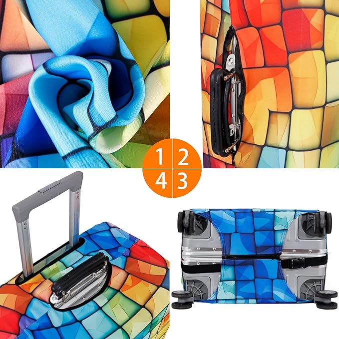 MosaiRudo Travel Luggage Covers For Suitcase Tsa Approved,Suitcase Cover Protector Fit 18-32 Inch Luggage Travel Accessories (T2481, L)