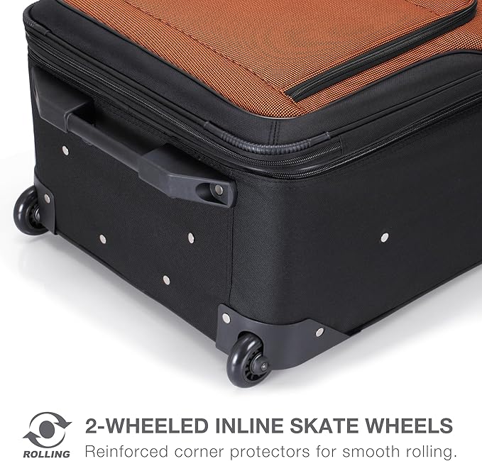 Travel Select Amsterdam 29-Inch Softside Expandable Rolling Upright Luggage, Lightweight 2-Wheel Check-In Suitcase with Push-Button Handle, Orange