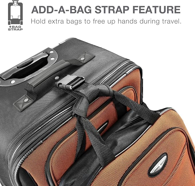 Travel Select Amsterdam 25-Inch Softside Expandable Rolling Upright Luggage, Lightweight 2-Wheel Suitcase with Push-Button Handle, Gray