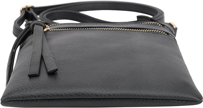 DELUXITY Crossbody Purse Bag Shoulder Bag Multi Pocket Zipper Purse | Black