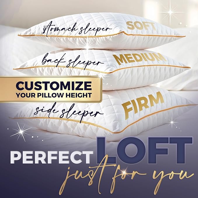 Royal Therapy King Memory Foam Pillows 4-Pack - Shredded Memory Foam Pillow for All Sleep Positions - Medium Firm Pillow with Adjustable, Bamboo-Derived Rayon Cover, CertiPUR-US, Oeko-TEX Certified