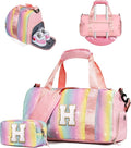 Gifts for Daughter-Girl Gym Bag with Shoe Compartment, Kid Personalized Weekender Overnight Bags, Initial Travel Tote with Makeup Pouch, Gift for Granddaughter Sister Niece (Letter H)