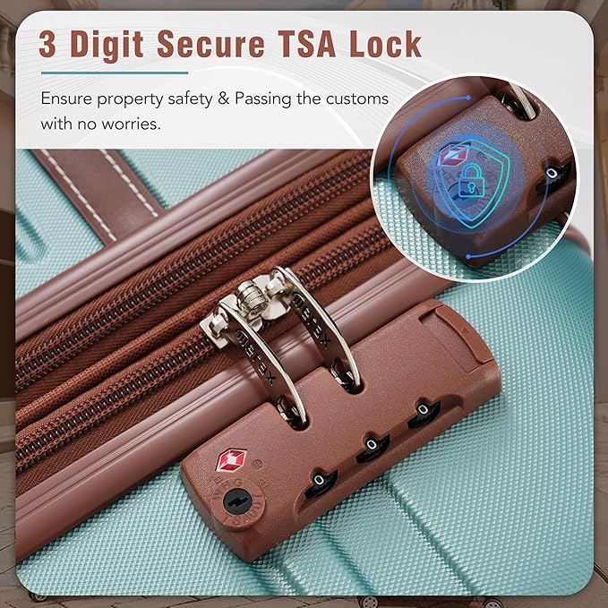 Merax Suitcase Set 28 inches Expandable Luggage with TSA Lock Spinner Wheels Hardshell Lightweight Vintage Luggage with Travel Bag,Green