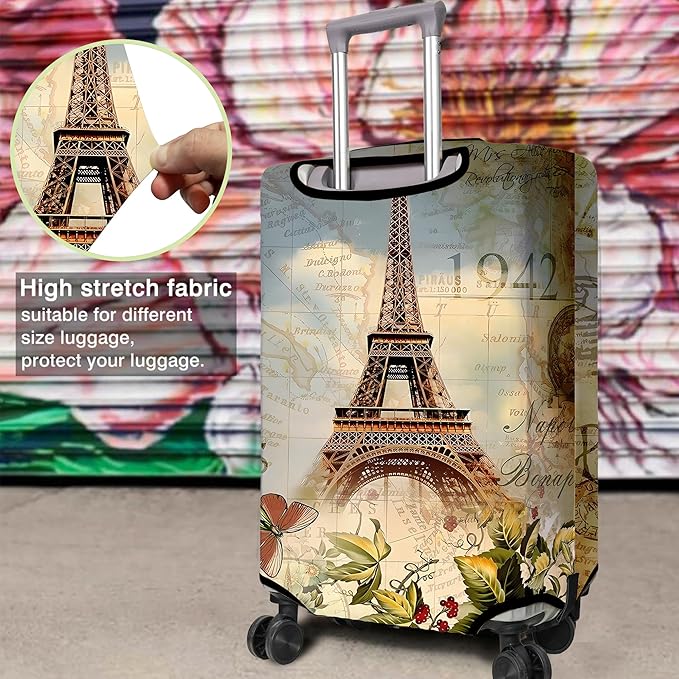 Travel Luggage Cover Suitcase Protector Fits 18-32 Inch Wheel Covers PatternedTravel Related Items Flower Luggage Protector Elastic S