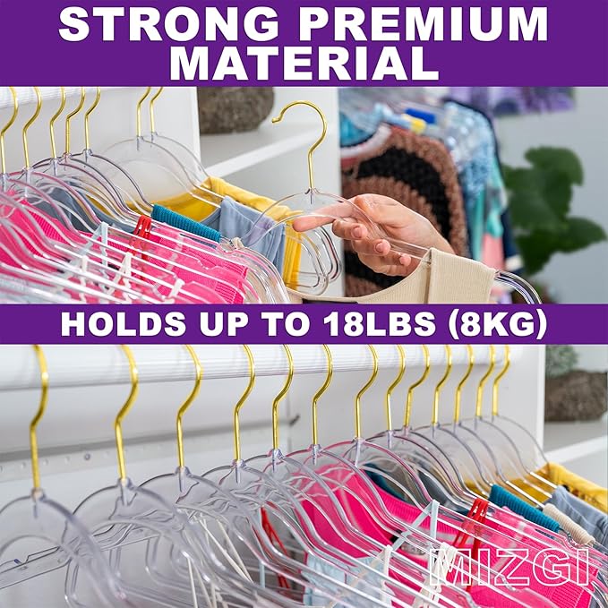 Premium Clear Invisible Acrylic Hangers, 20 Pack Ultra Slim & Space Saving Suit Hangers for Coats, Pants & Dress Clothes