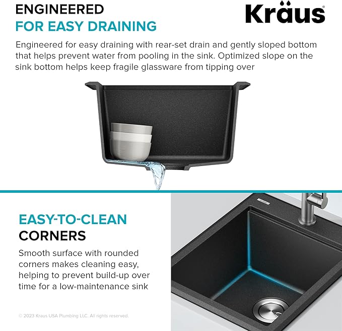 KRAUS Bellucci 18-inch Granite Workstation Drop In Top Mount Single Bowl Kitchen Sink in Metallic Black with Accessories, KGTW12-18MBL