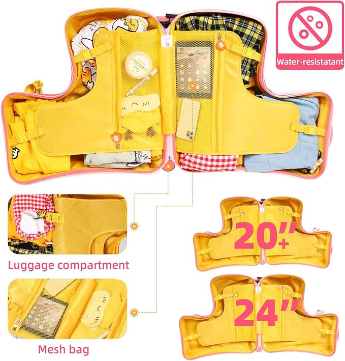 Kids' Lightweight Ride on Luggage with Spinner Wheels & Foldabe Design (Pink Rabbit, 20"+ Aged 1-3 Toddler),Children Holiday Birthday Gift