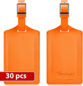 Travelambo Luggage Tags for Suitcases Faux Leather Privacy Protection 30 Pack Bag Tags Travel Accessories Essential, Hot Orange