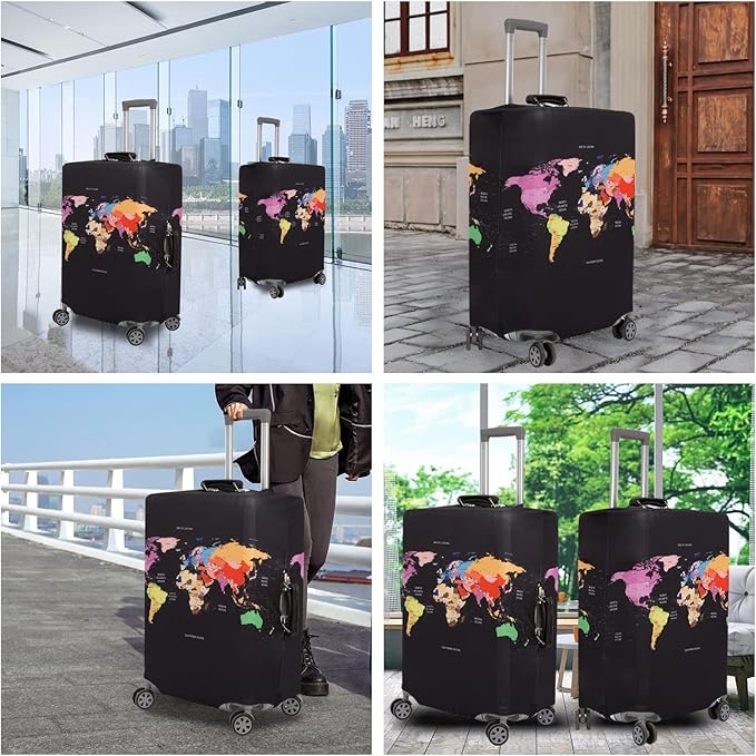 MosaiRudo Thicker Luggage Cover Elastic Suitcase Cover Protector Fits 18-32 Inch Suitcase Travel Accessories (TKM0071, S)