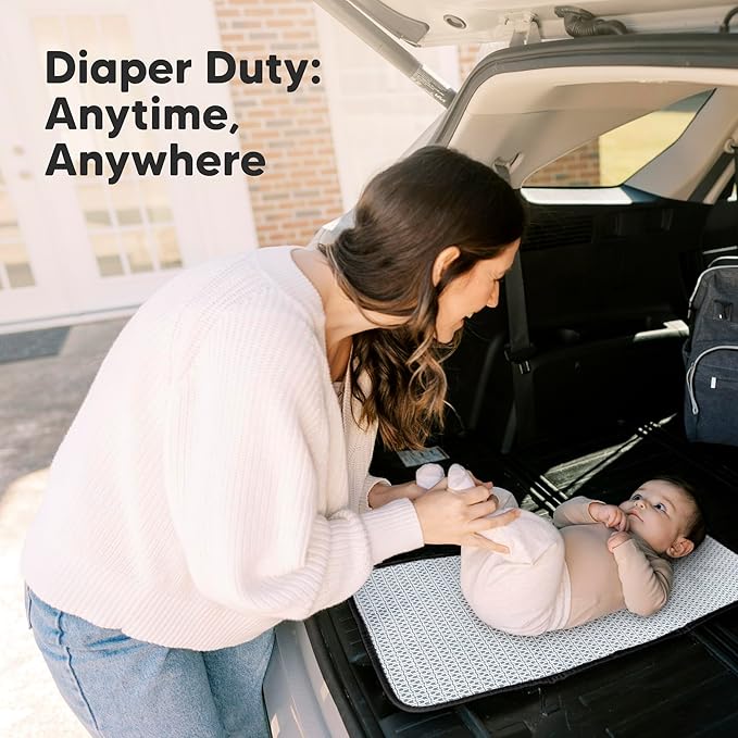 KeaBabies Portable Diaper Changing Pad, Easy Wipe Clean - Foldable Waterproof Baby Changing Mat for Diaper Bag, Compact, Lightweight, 25x13 Baby Changer Travel Essential, Machine Washable (Dino Ridge)