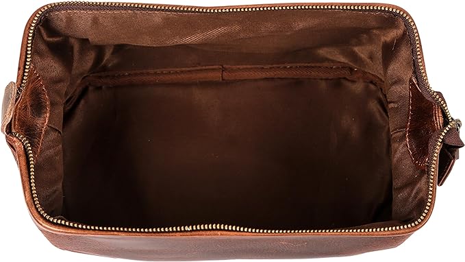HLC Leather Toiletry Bag for Men - Best Gift for Men - Premium Genuine Leather Dopp Kit Shaving Kit Organizer Travel Kit Pouch Bag for Men - Large Size - Rustic Brown