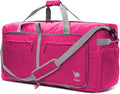 Bago Large Foldable Duffel Bags for Traveling Women & Men - 100L Packable Duffle Bag for Travel with Shoe Compartment - Water Repellant, Heavy Duty, Lightweight Folding & Collapsible (Pink)
