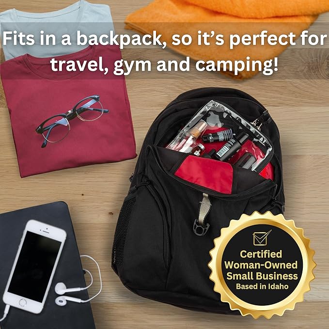 BORSALI TSA-Approved Quart-Sized Bag for Carry-On Travel - One (1) Quart Clear Toiletries, Cosmetic and 3-1-1 Liquids Toiletry Bag - Rose