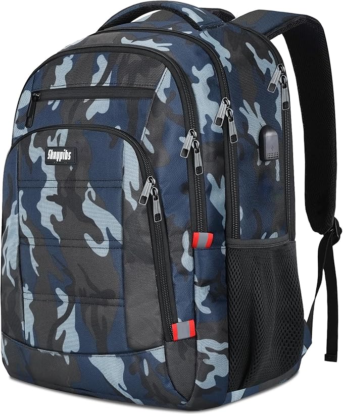 Laptop Backpack for Men,School Backpack with USB Charging Port,Water Resistant Backpack for teens boys,Business Work College bookbag,book bag Fits 15.6 Inch,Blue Back Pack
