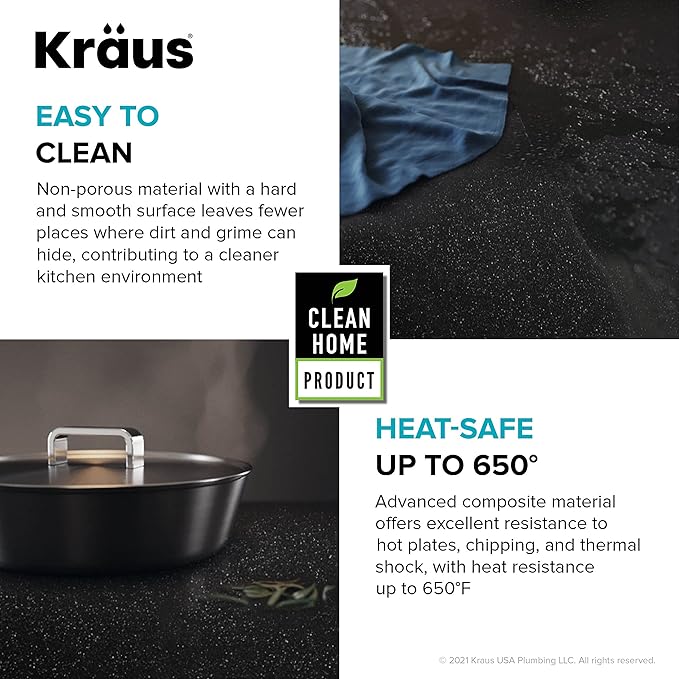 KRAUS Bellucci Workstation 33" Single Bowl Granite Kitchen Sink in Metallic Black w/Accessories, KGTW2-33MBL, Includes Dish Drainer/Dish Drying Rack