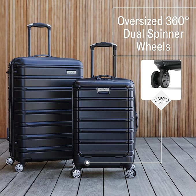 Samsonite Omni 2 24-Inch Medium Checked Hardside Luggage with 360° Spinner Wheels - Scratch Resistant Hardshell - TSA Lock - Expandable Polycarbonate Shell for Lightweight Travel - Artic Silver