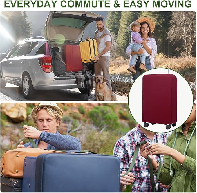 PATIKIL Luggage Cover, Suitcases Covers Elastic Carry on Cover Protector Washable Scratch-Resistant Fits 22-23 Inch Luggage for Travel Business Trips, Wine Red