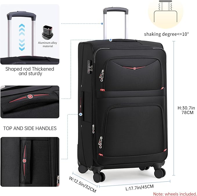 Softside Expandable Luggage with 4 Spinner Wheels, Durable Checked-Luggage Suicase (Coffee, 29-Inch)
