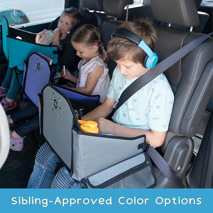 Kids Travel Tray for Car Seat – Teal – The Essential Travel Lap Desk with Removable Tablet Holder, Built-In Storage, and Stabilized Panels, Must Have Car Tray for Kids on Road Trips